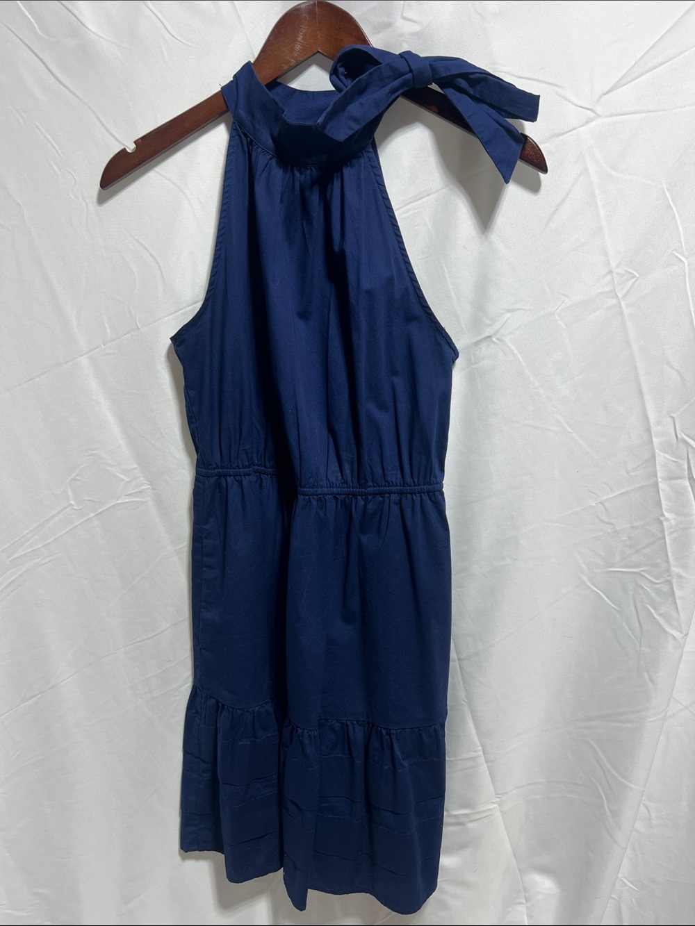 J. Crew Factory Navy Halter Tie-Neck Midi Dress